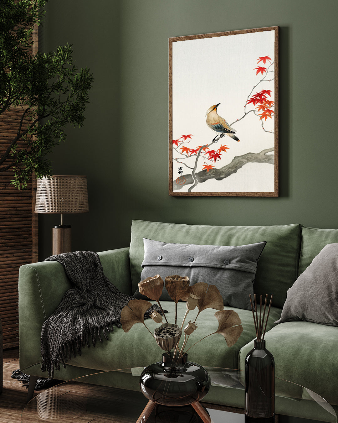 Woodpecker /Japanese Print Plague Bird Poster by Ohara Koson 3 : 4 Vertical New Premium Wall Art Canvas by MeriDeewar