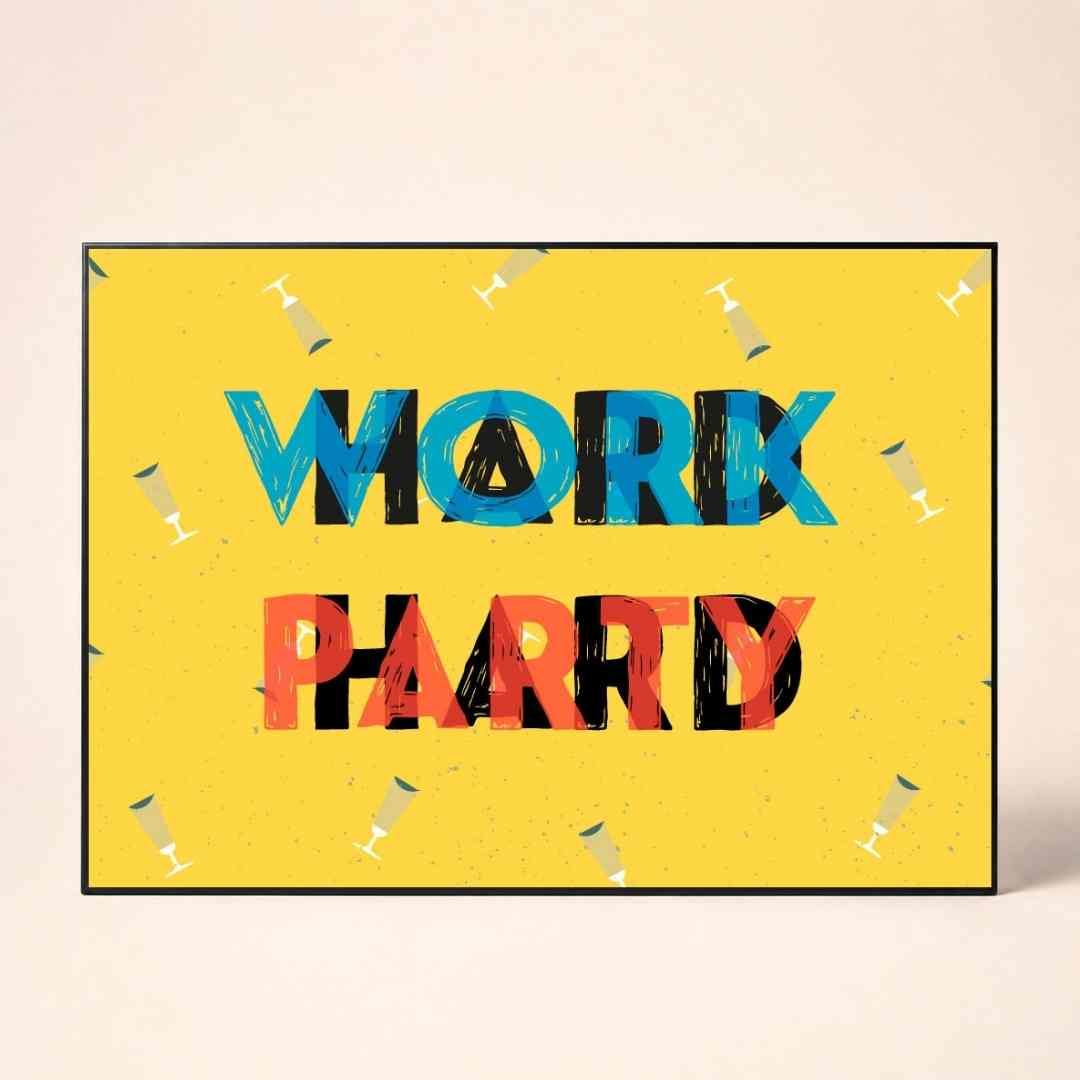 "Work Hard Play Hard" Overlay Typography Poster | Horizontal Borderless Art Frame Poster Premium Wall Art Canvas by MeriDeewar