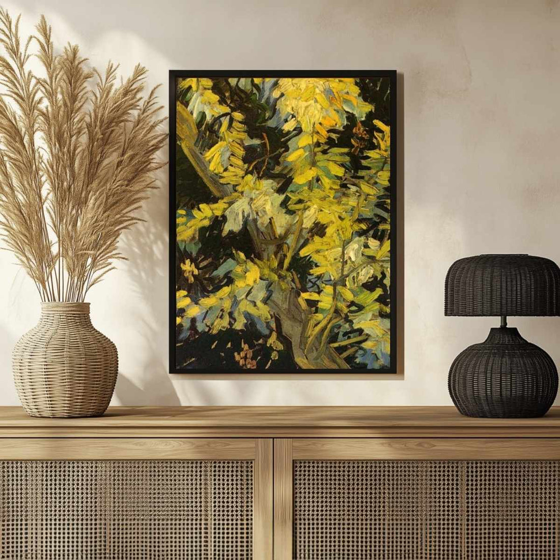 Blossoming Acacia Branches (1890) famous painting II 3 : 4 Vertical Premium Wall Art Canvas by MeriDeewar
