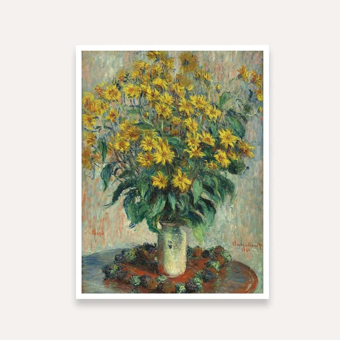Yellow Flower Painting for Living Room | Monet Impressionist Wall Art | Giclée Print 3 : 4 Vertical Premium Wall Art Canvas by MeriDeewar