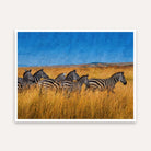 Zebra Wildlife Painting for Living Room | African Savanna Nature Wall Art | Giclée Print 5 : 4 Horizontal Premium Wall Art Canvas by MeriDeewar