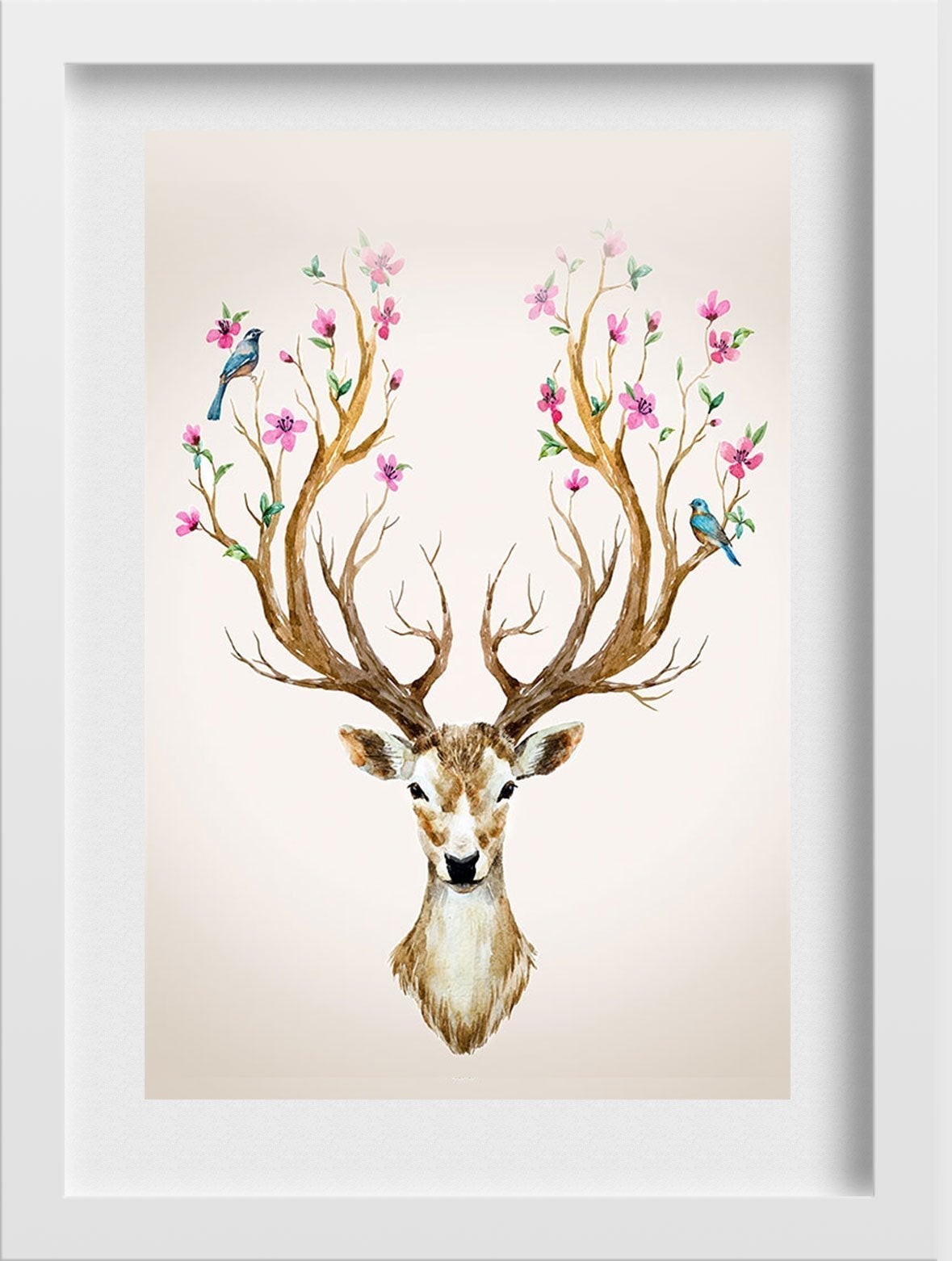Deer With Flowers 2 Painting - Meri Deewar - MeriDeewar