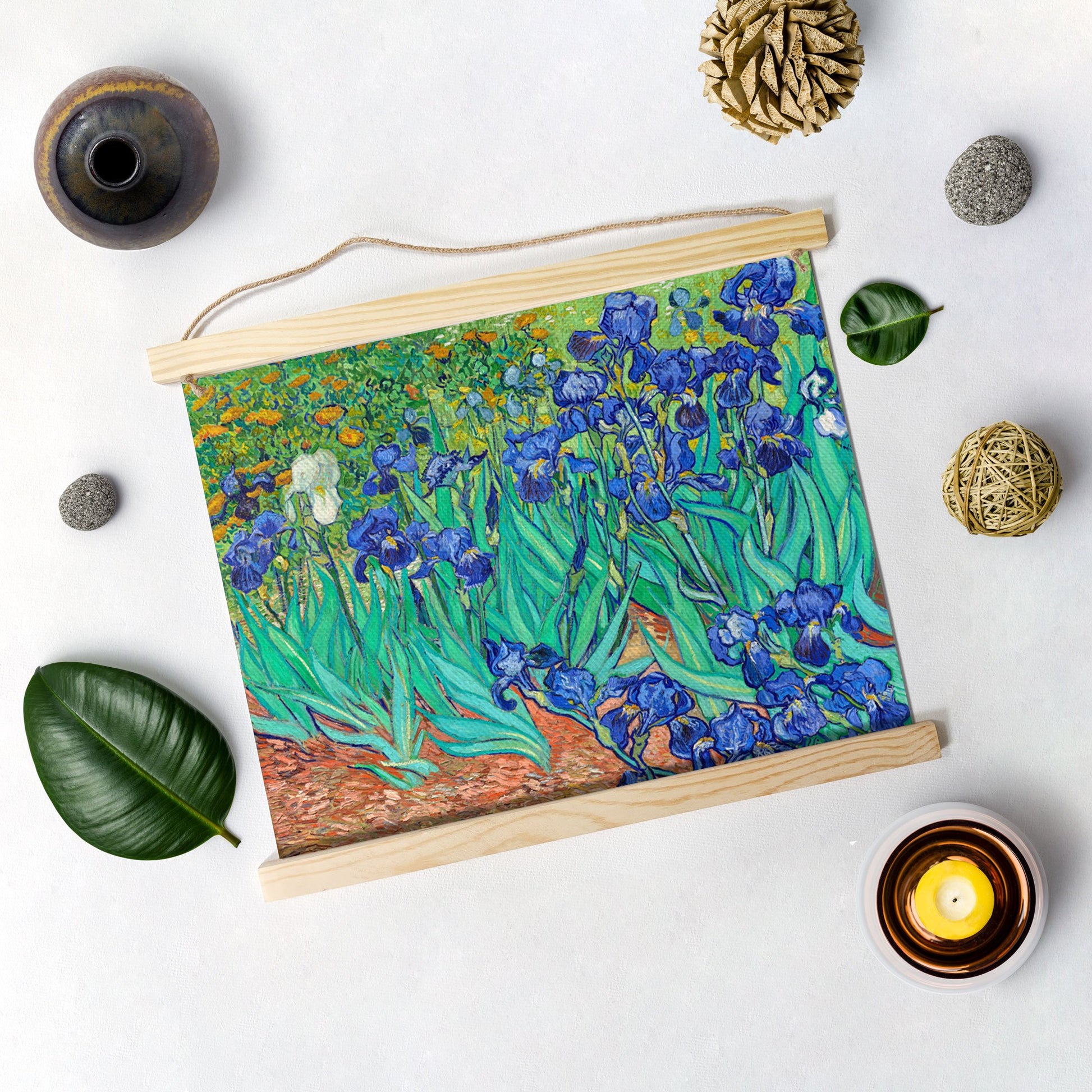 Irises Growing In A Garden By Van Gogh Hanging Canvas Painting - Meri Deewar - MeriDeewar