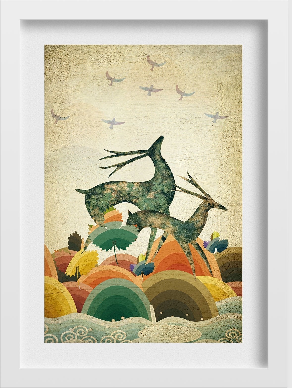 Jumping Deers Painting - Meri Deewar - MeriDeewar