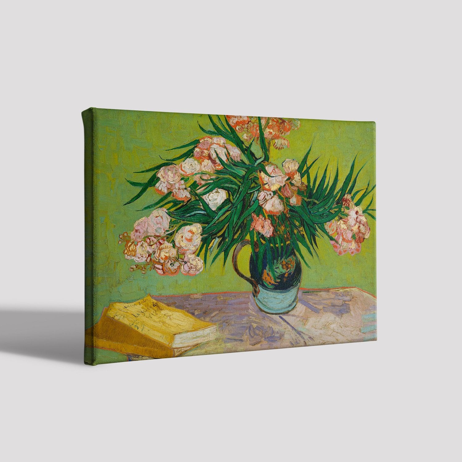 Vase With Oleanders And Books Painting By Van Gogh - Meri Deewar - MeriDeewar