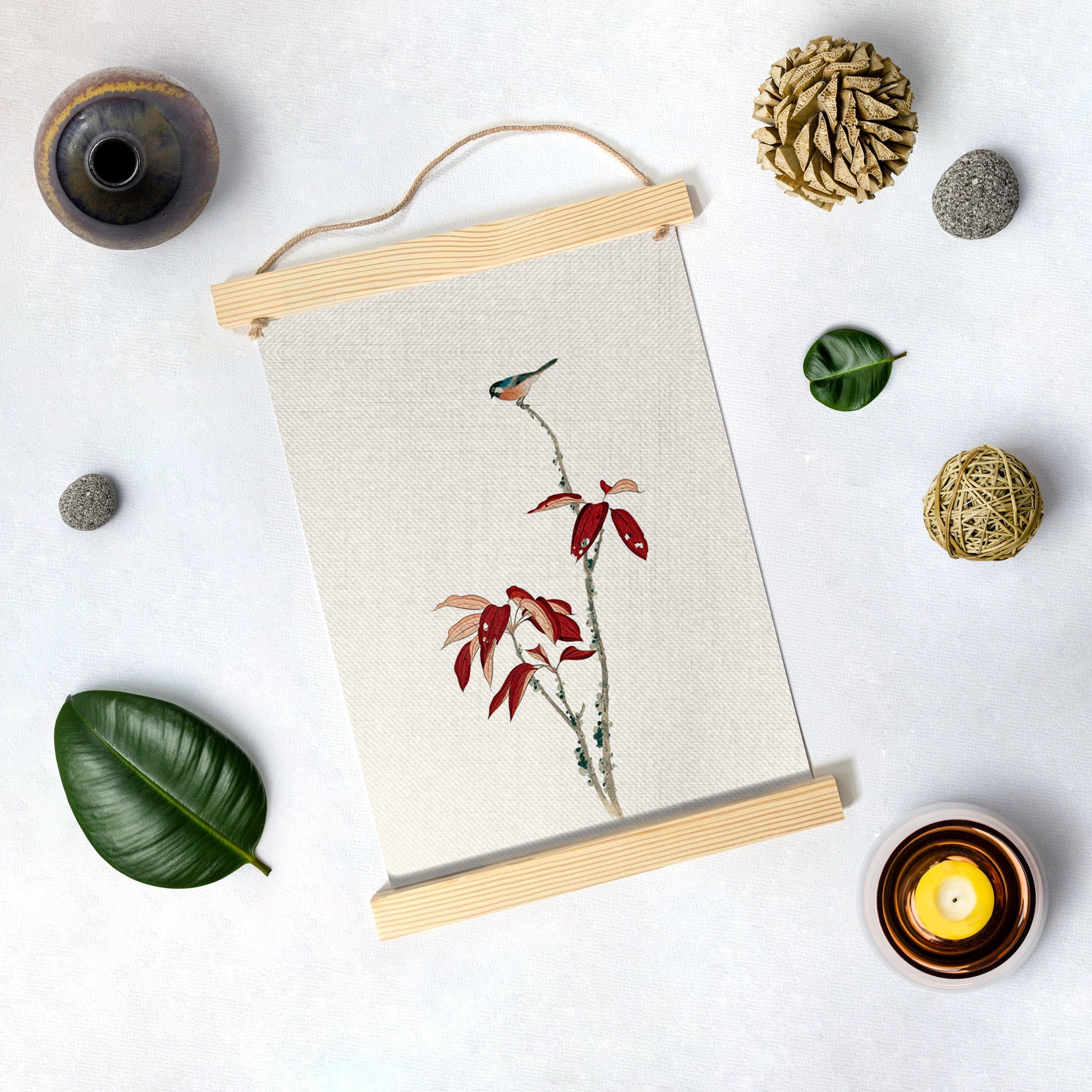 Bird and Red Tree Hanging Canvas - MeriDeewar