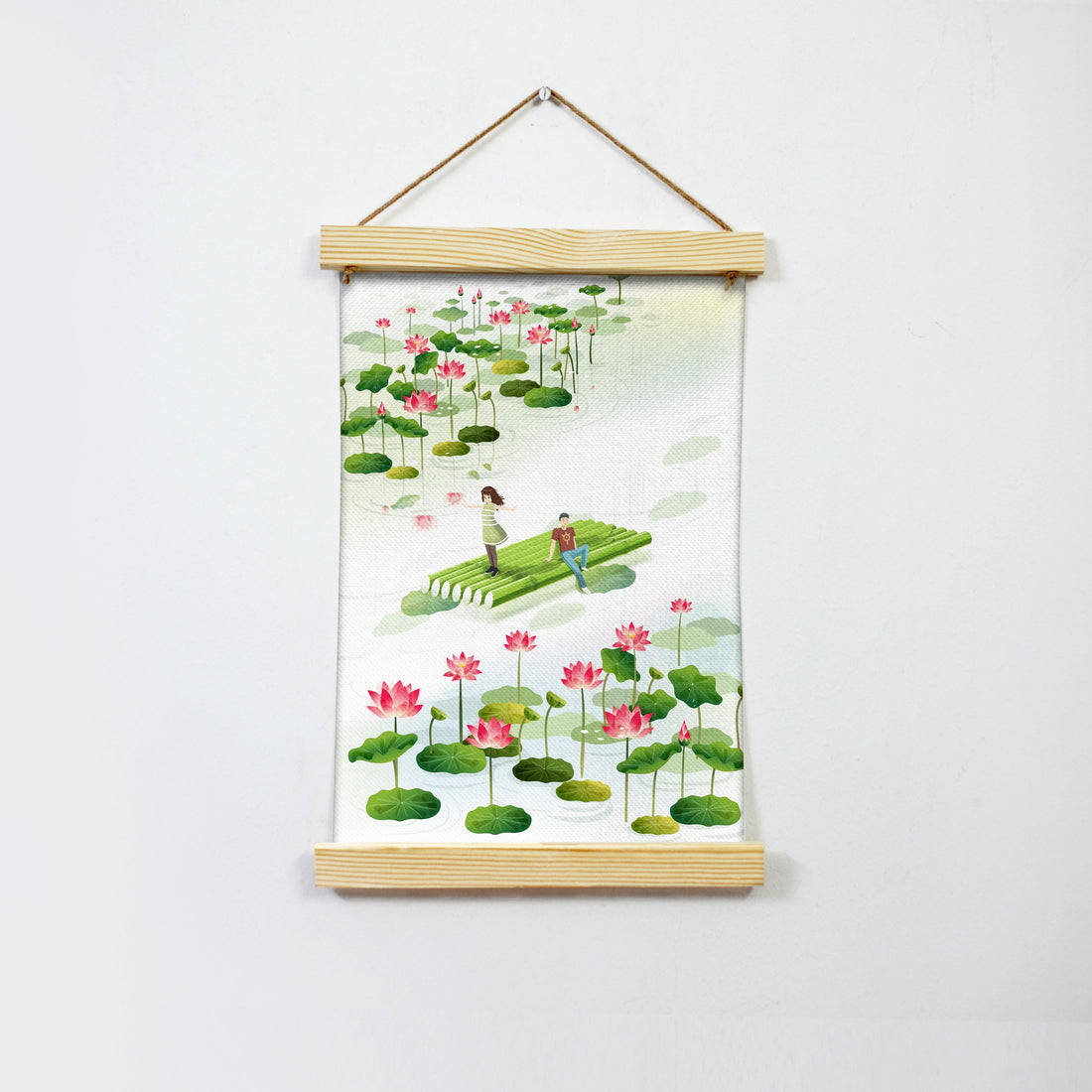 Lotus Garden Painting Hanging Canvas - Meri Deewar - MeriDeewar