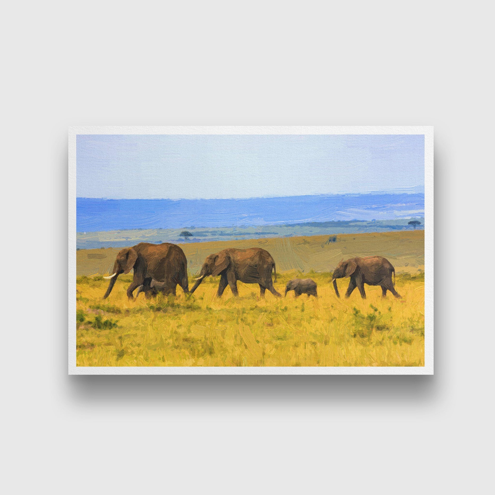 Family of Elephants on the Move Painting - Meri Deewar