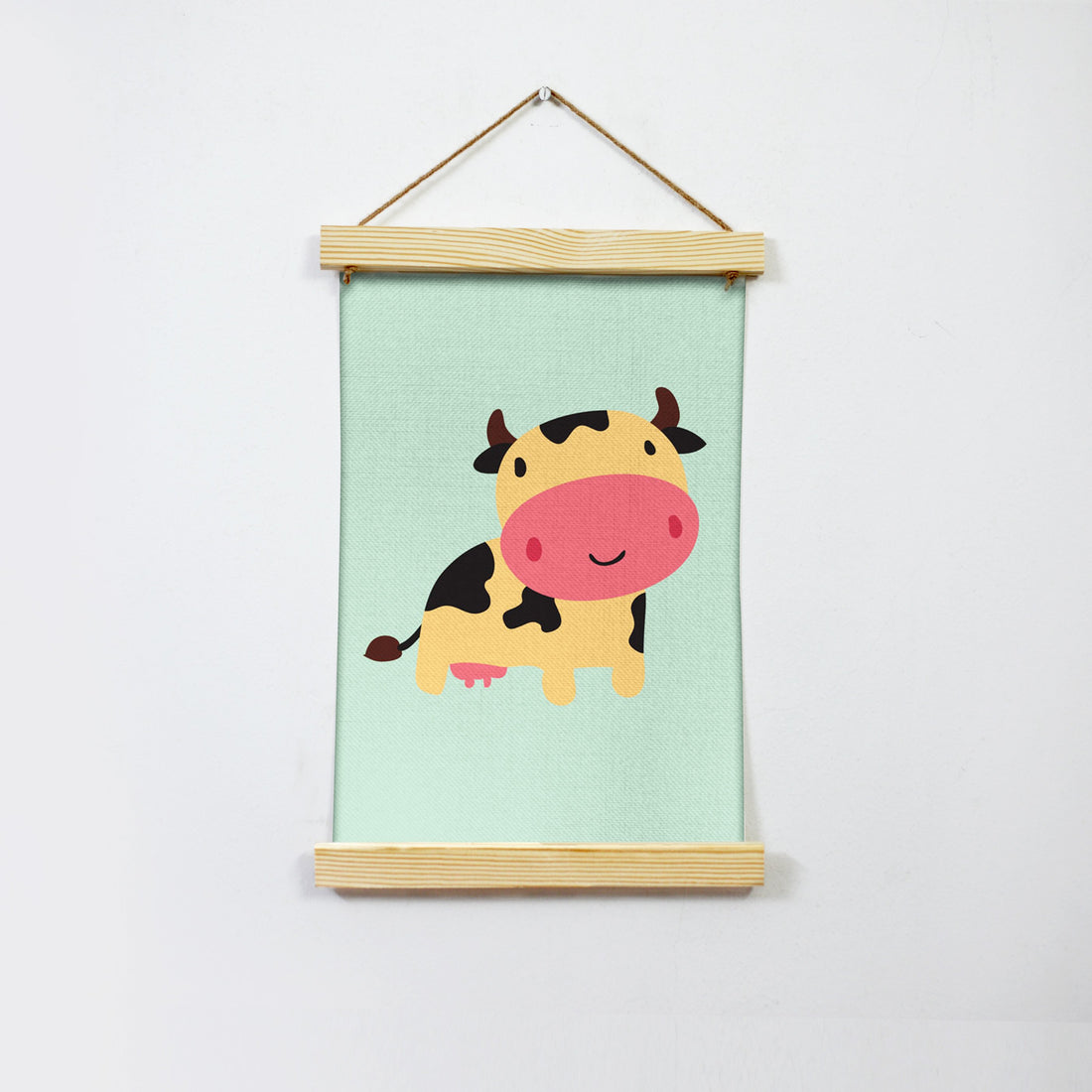 Cow Illustration Hanging Canvas Painting - Meri Deewar - MeriDeewar