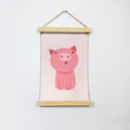 Pink Piggy Illustration Hanging Canvas Painting - Meri Deewar - MeriDeewar