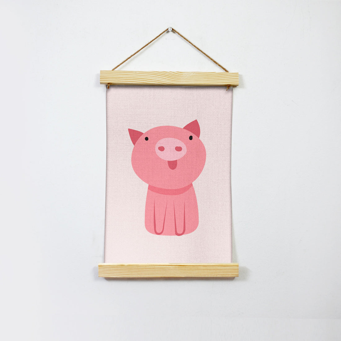 Pink Piggy Illustration Hanging Canvas Painting - Meri Deewar - MeriDeewar