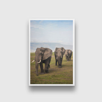 Family of elephants walking group on the African Jungle Painting - Meri Deewar