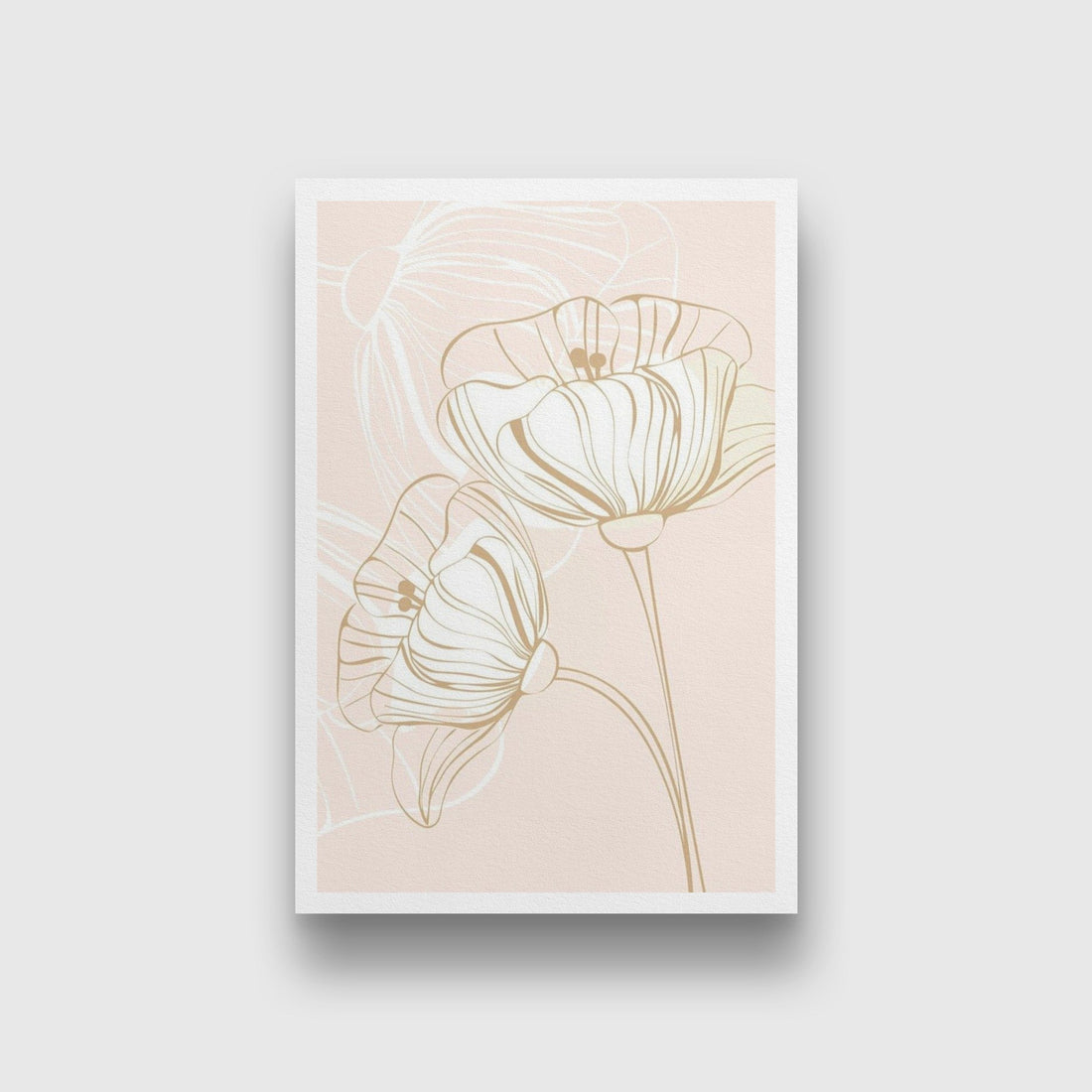 Poppy Flower Golden Wall Art Painting - Meri Deewar - MeriDeewar