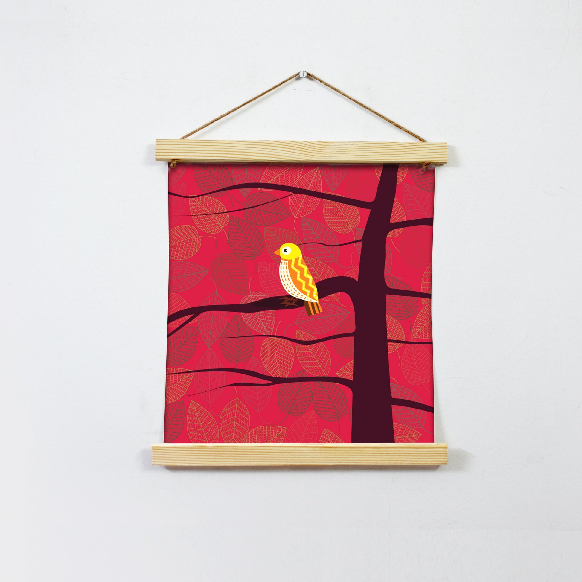 Bird In Love Painting Hanging Canvas Painting-Meri Deewar - MeriDeewar