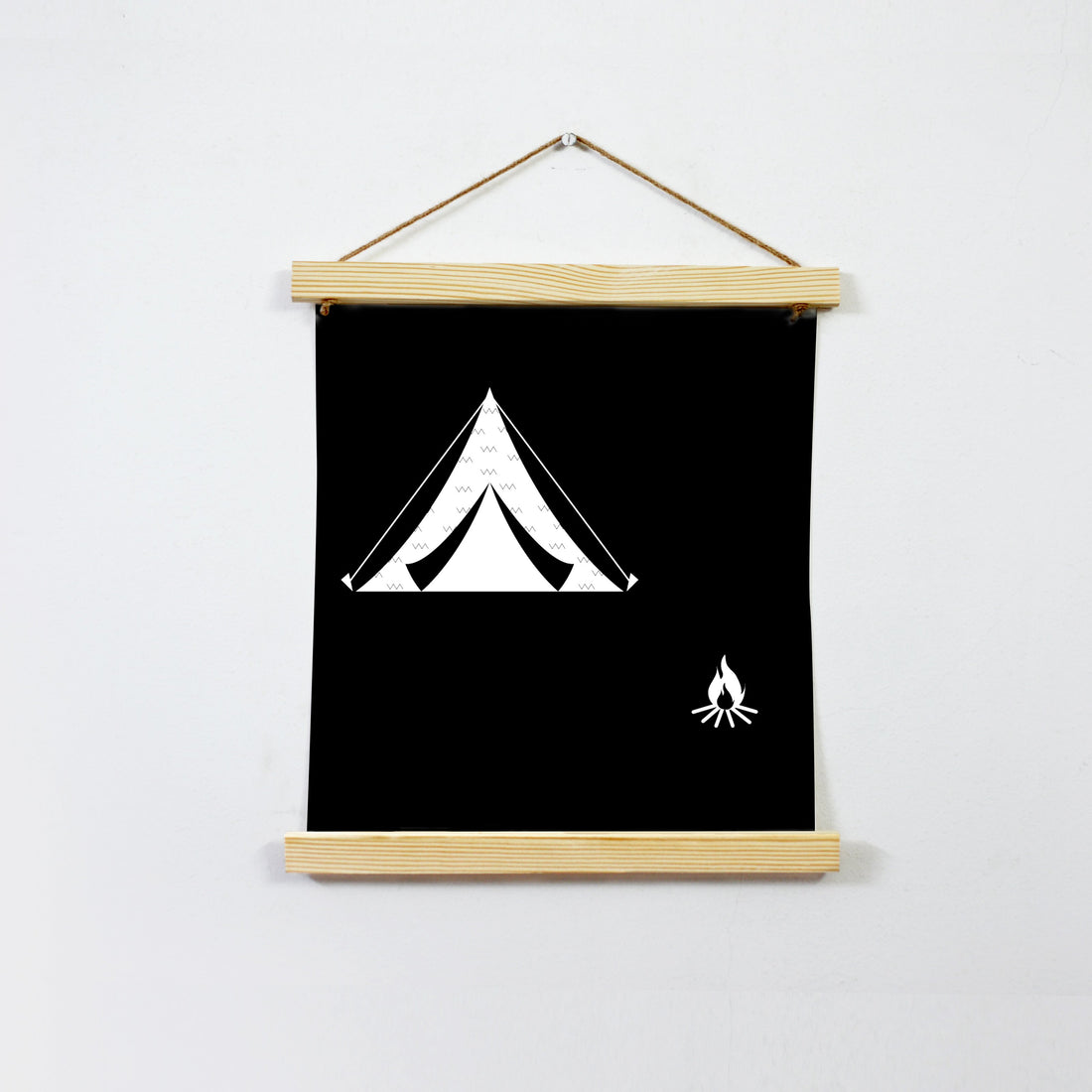 Campfire Travel Black And White Art Hanging Canvas Painting-Meri Deewar - MeriDeewar