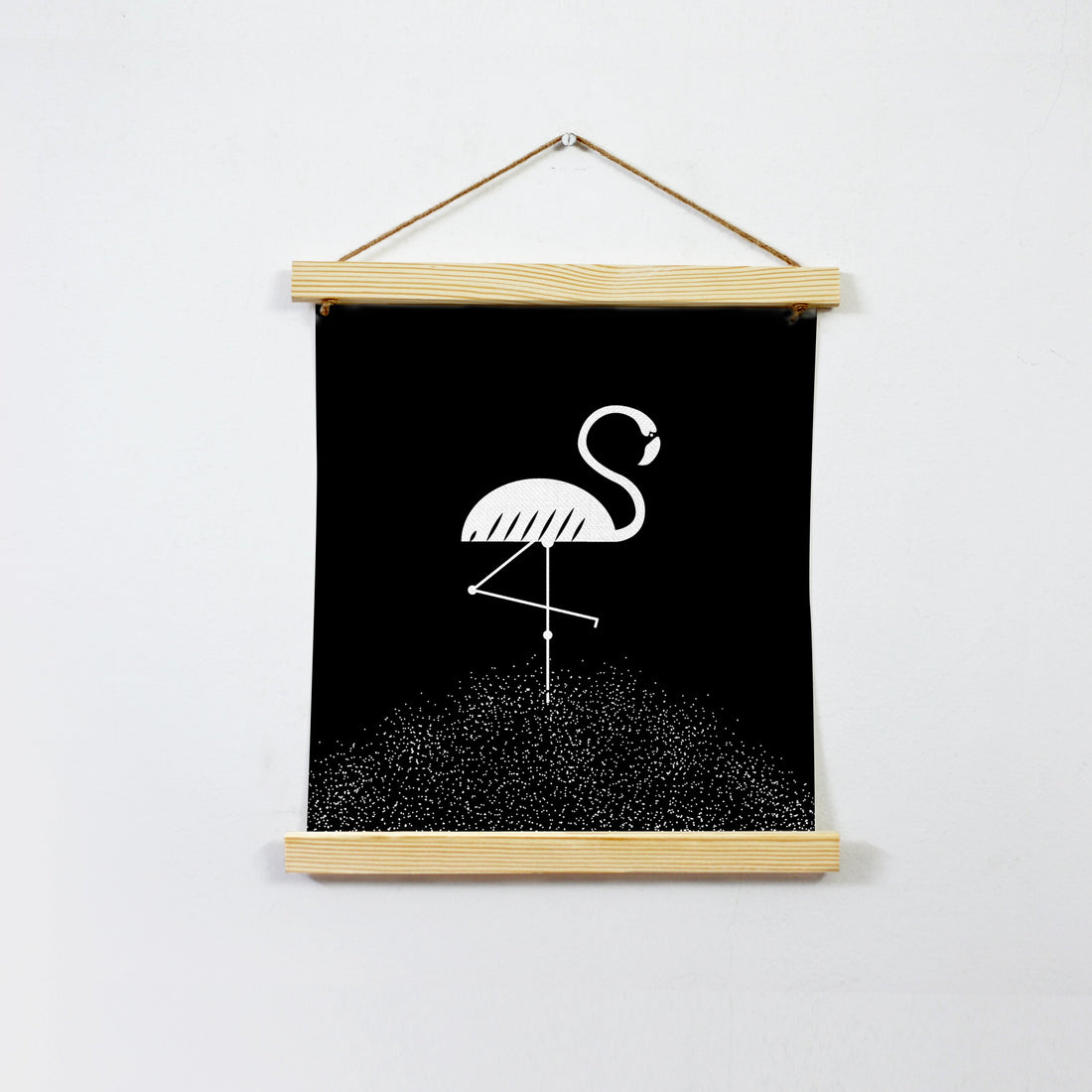 Flamingo Black And White Art Hanging Canvas Painting - Meri Deewar - MeriDeewar