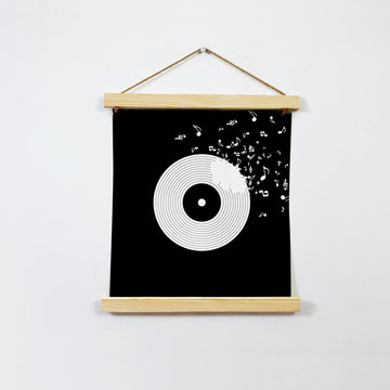 Music Vintage Black And White Hanging Canvas