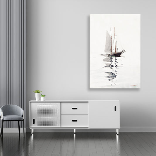 Two–masted Schooner with Dory painting - Meri Deewar