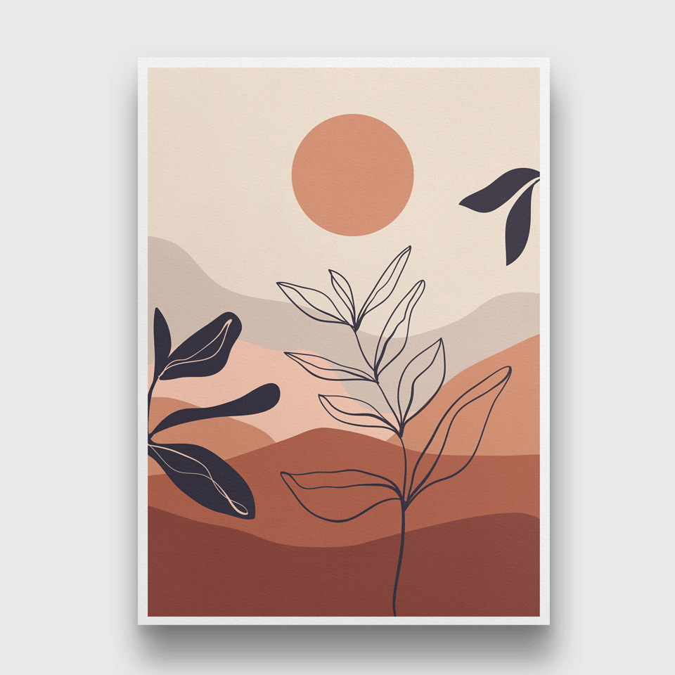 Abstract wall art set with landscape dessert plants contemporary Painting