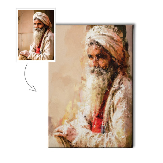Oil Paint Photo Portrait (with borderless wooden frame) - MeriDeewar