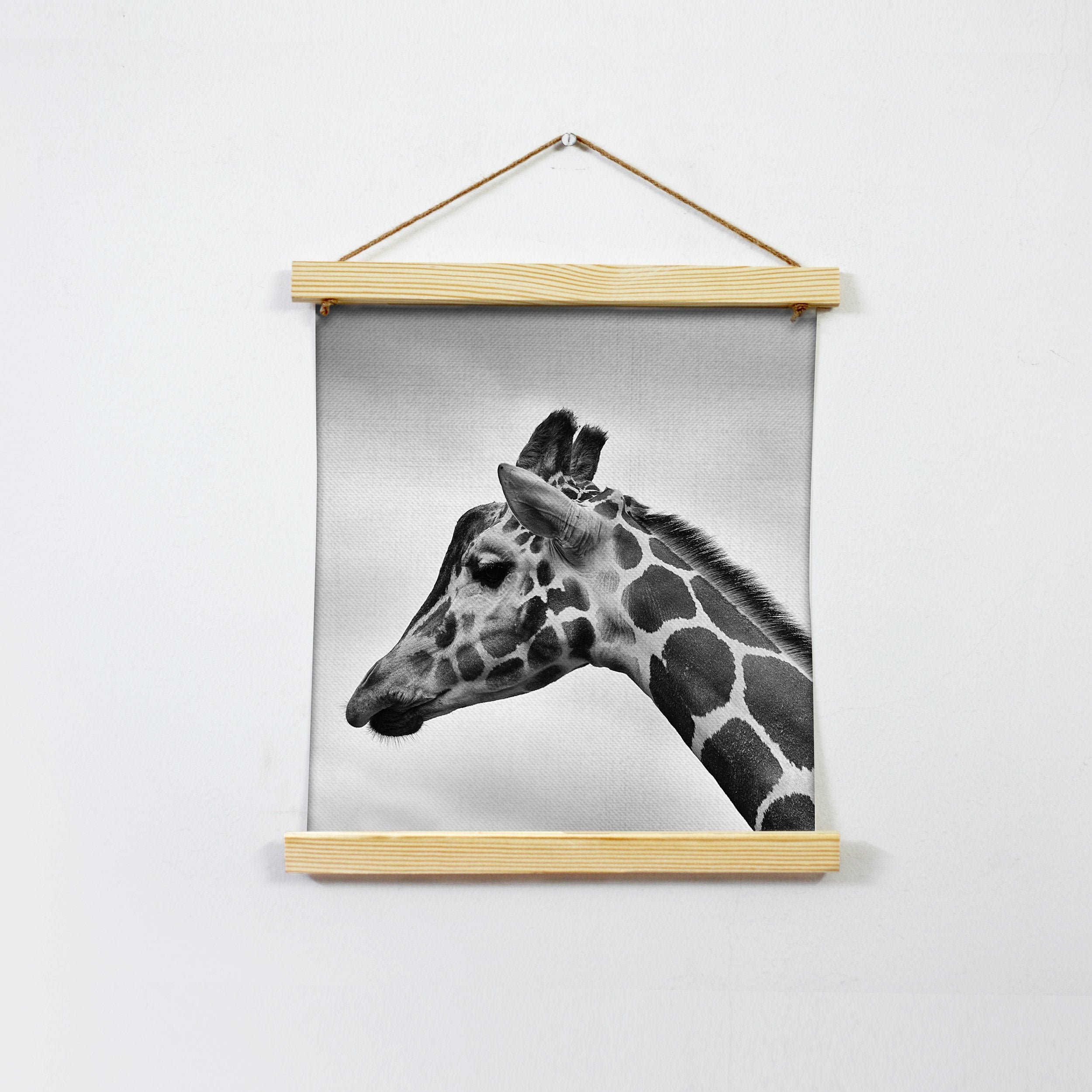 Giraffe Black And White Hanging Canvas Painting Meri Deewar