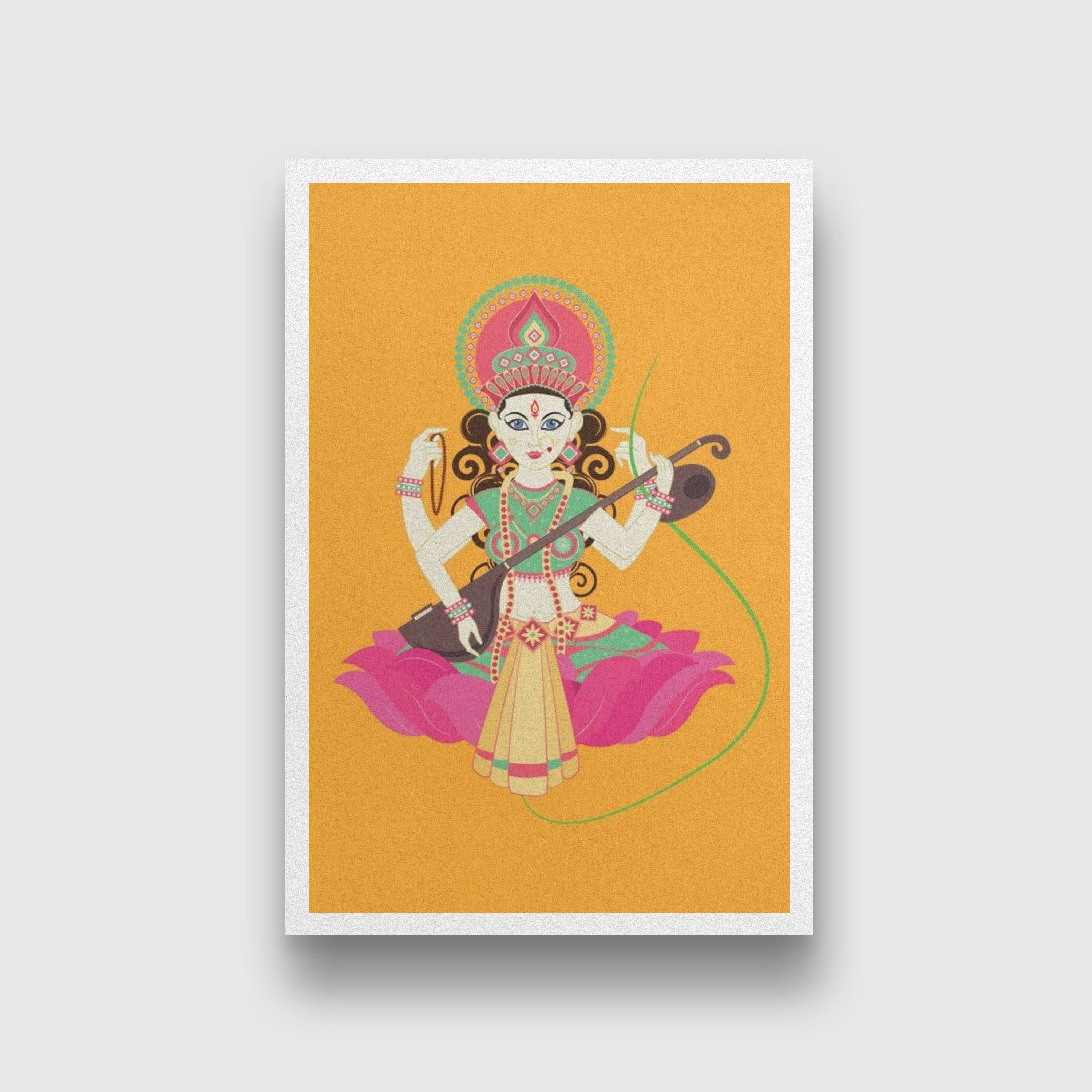 Inephos Framed Canvas Painting - Goddess Saraswati - Spiritual Art Wall  Painting for Living Room, Bedroom, Office, Hotels, Drawing Room (85cm X  55cm : Amazon.in: Home & Kitchen