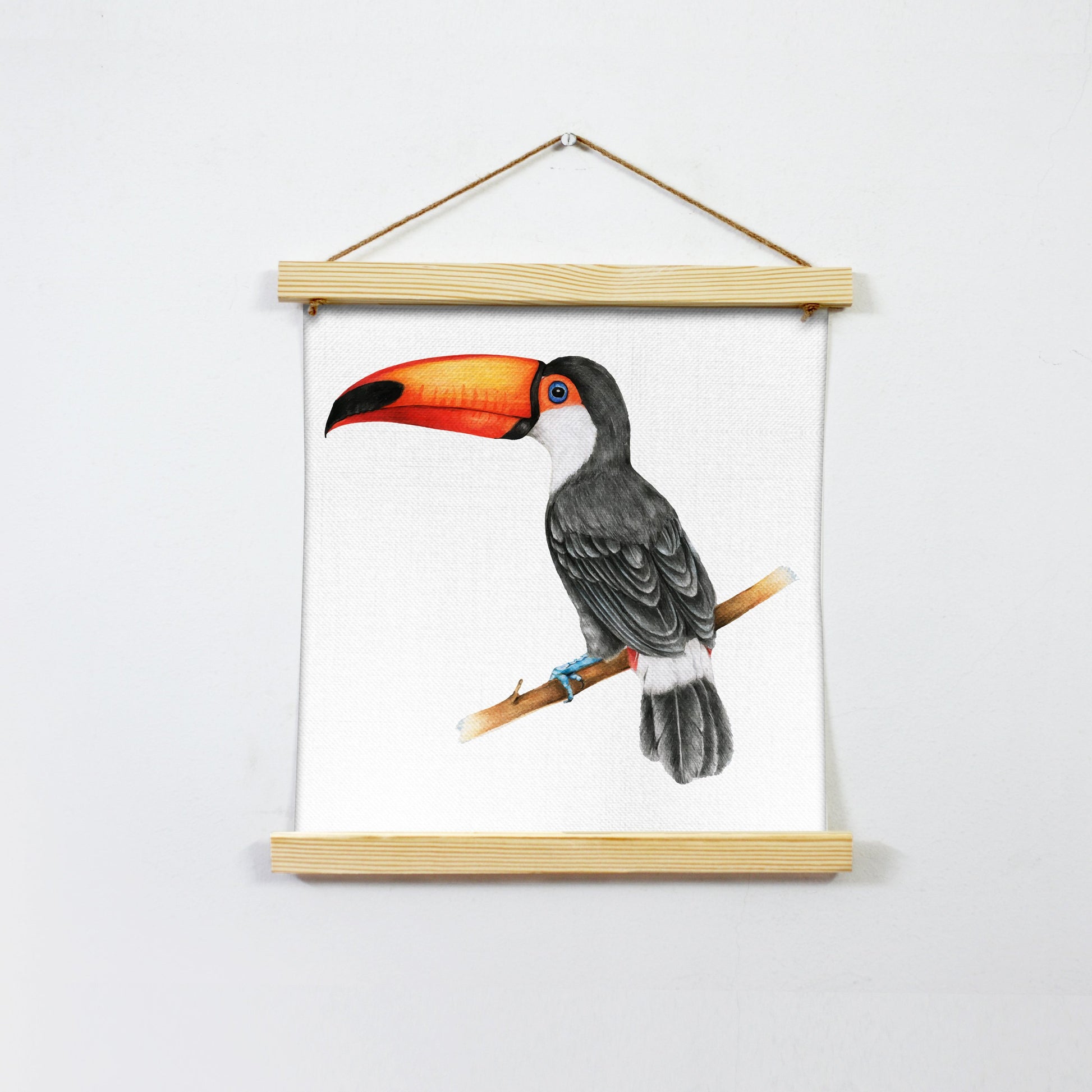 Illustration Of Hornbills Bird Watercolour Hanging Canvas Painting - Meri Deewar - MeriDeewar