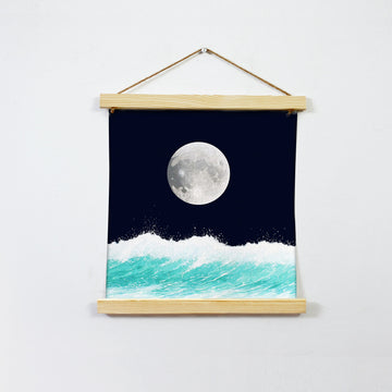 Sea And Moon Hanging Canvas Painting - Meri Deewar - MeriDeewar
