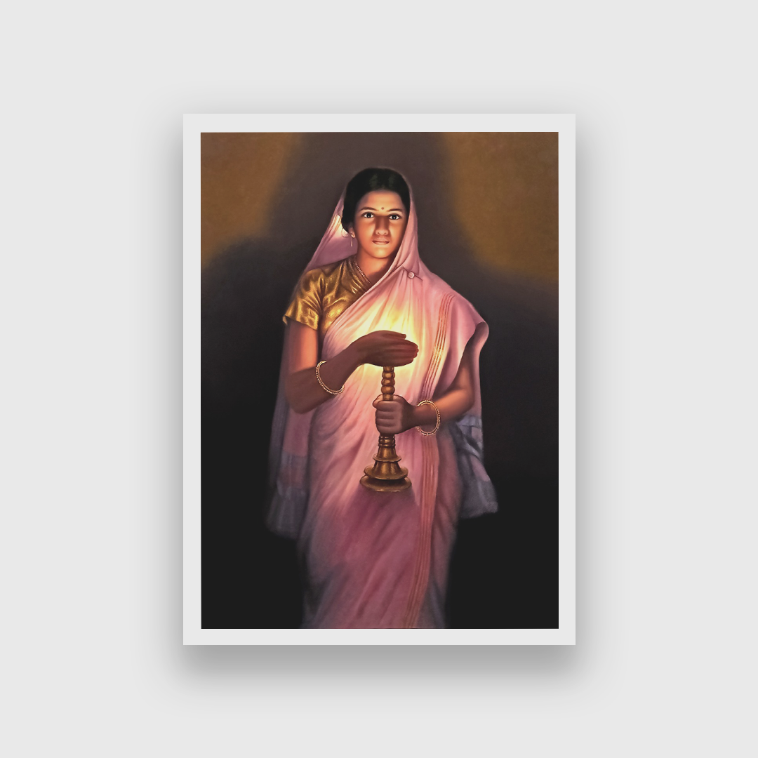 Woman With the Lamp Painting - Meri Deewar