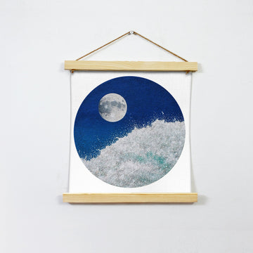 Sea And Moon 2 Hanging Canvas Painting - Meri Deewar - MeriDeewar