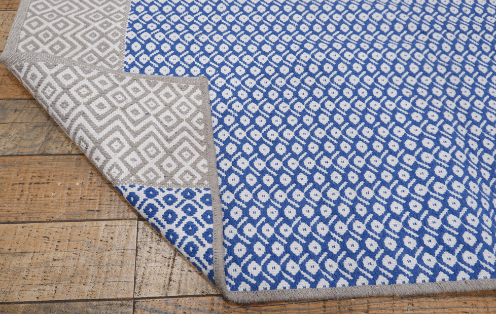 Turquoise Blue Cotton Woven Dhurrie | Decor Accessories - MeriDeewar