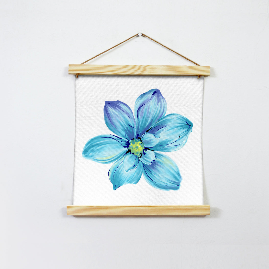 Flower In Deep Blue Wall Art Hanging Canvas Painting - Meri Deewar - MeriDeewar