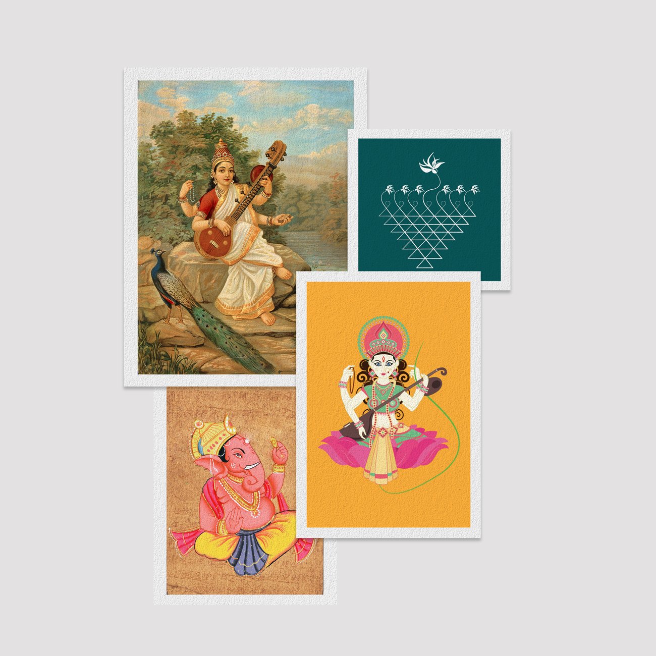 Set of  4 Print by Saraswati - MeriDeewar