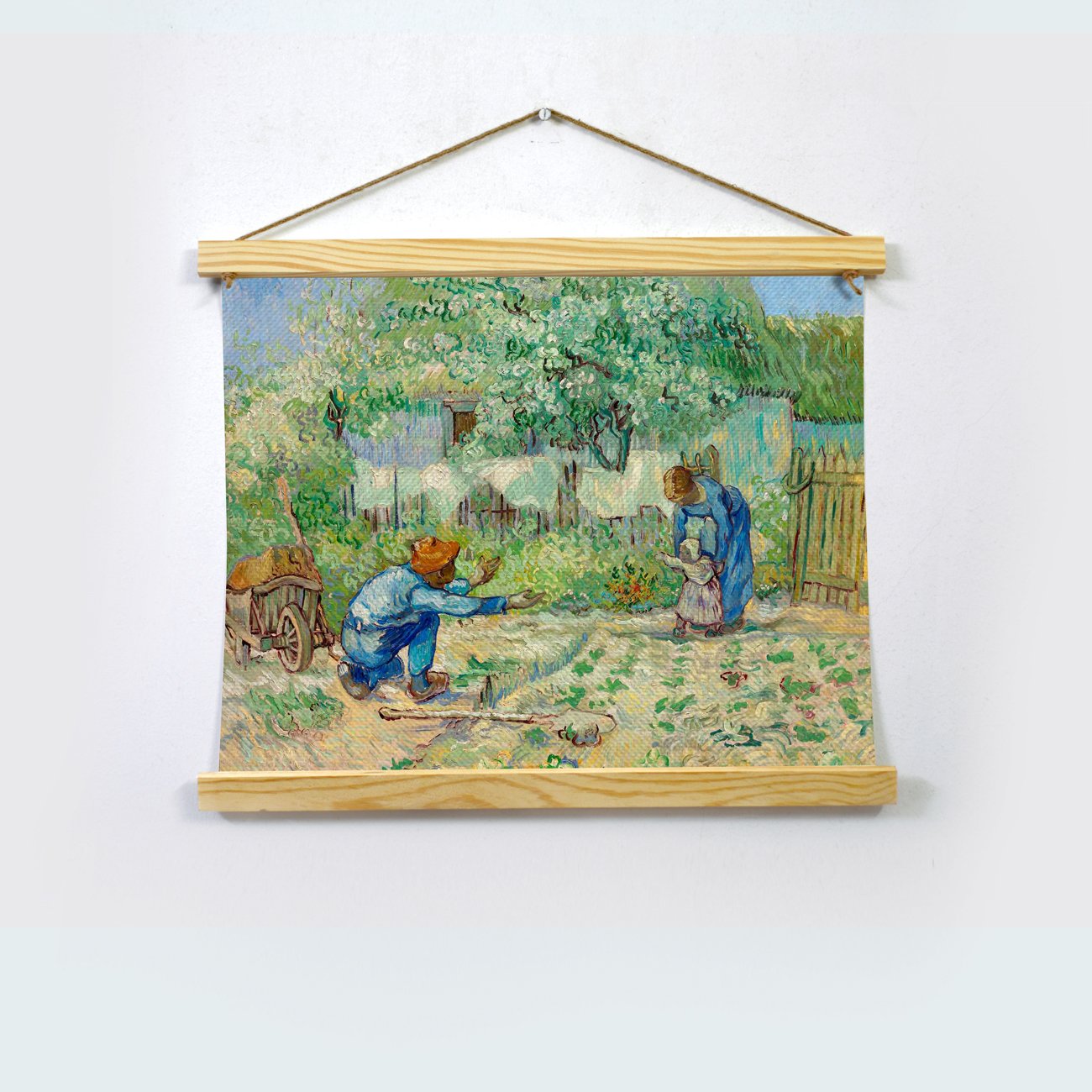 First Steps (After Millet). By Van Gogh Hanging Canvas Painting - Meri Deewar