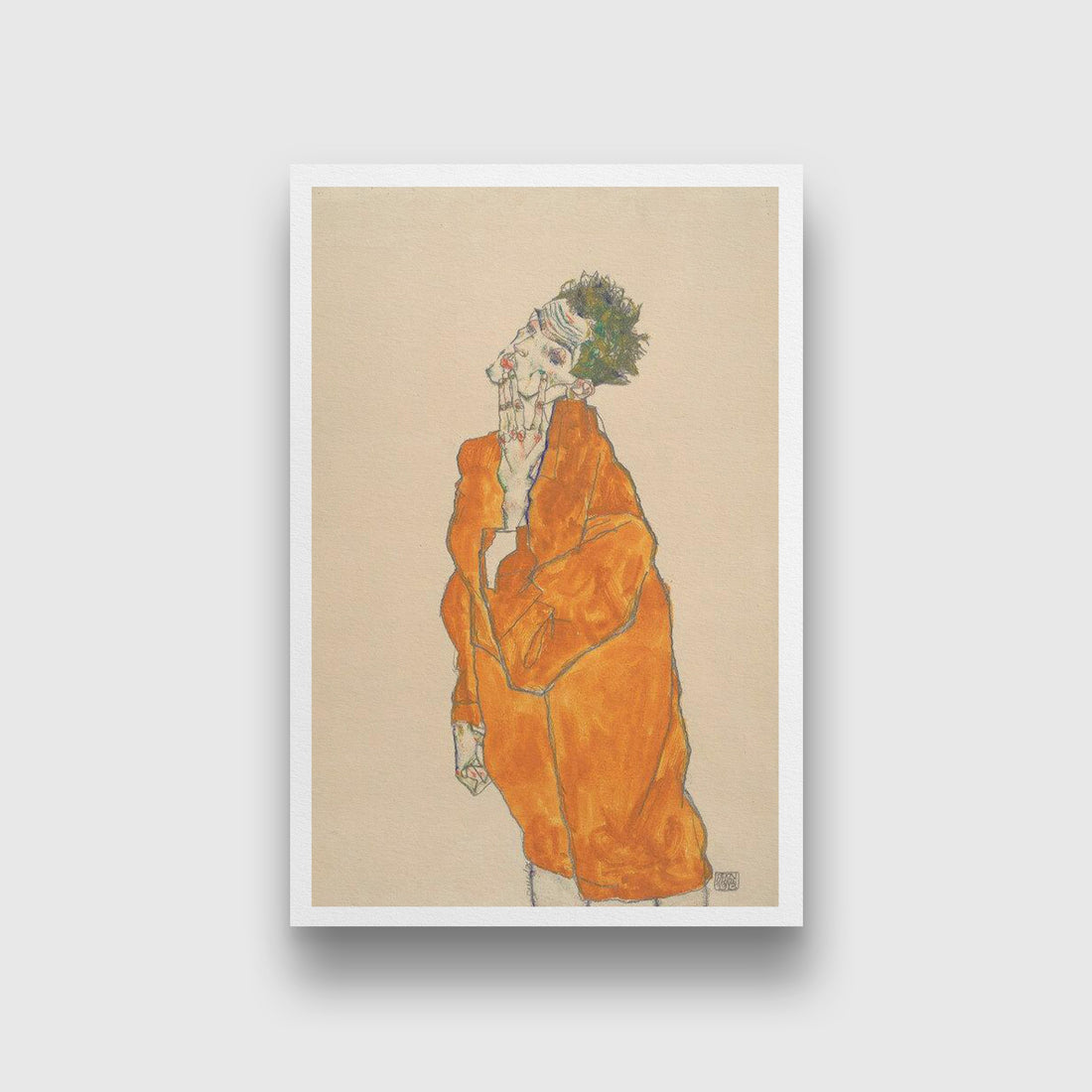 Self Portrait In Orange Cloak Painting - Meri Deewar - MeriDeewar