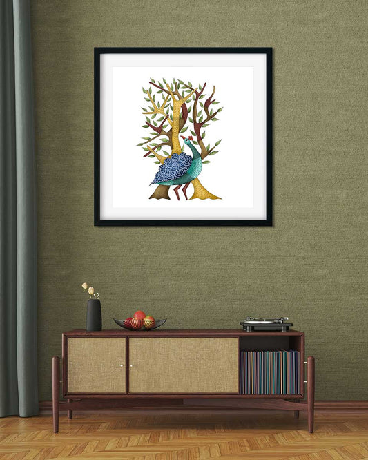 Indian tribal Gond art peacock Painting