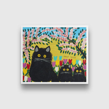 Three Black Cats Painting - Meri Deewar - MeriDeewar