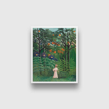 Woman Walking in an Exotic Forest painting - Meri Deewar