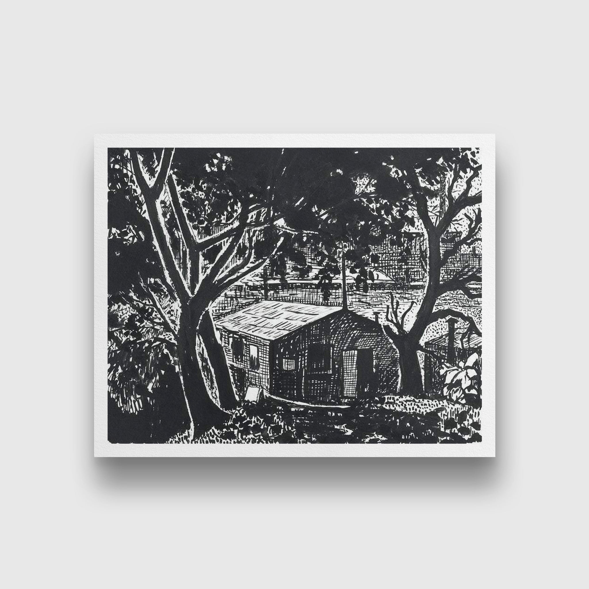 House in the Woods drawing Henry Lyman Saÿen Painting - MeriDeewar - MeriDeewar