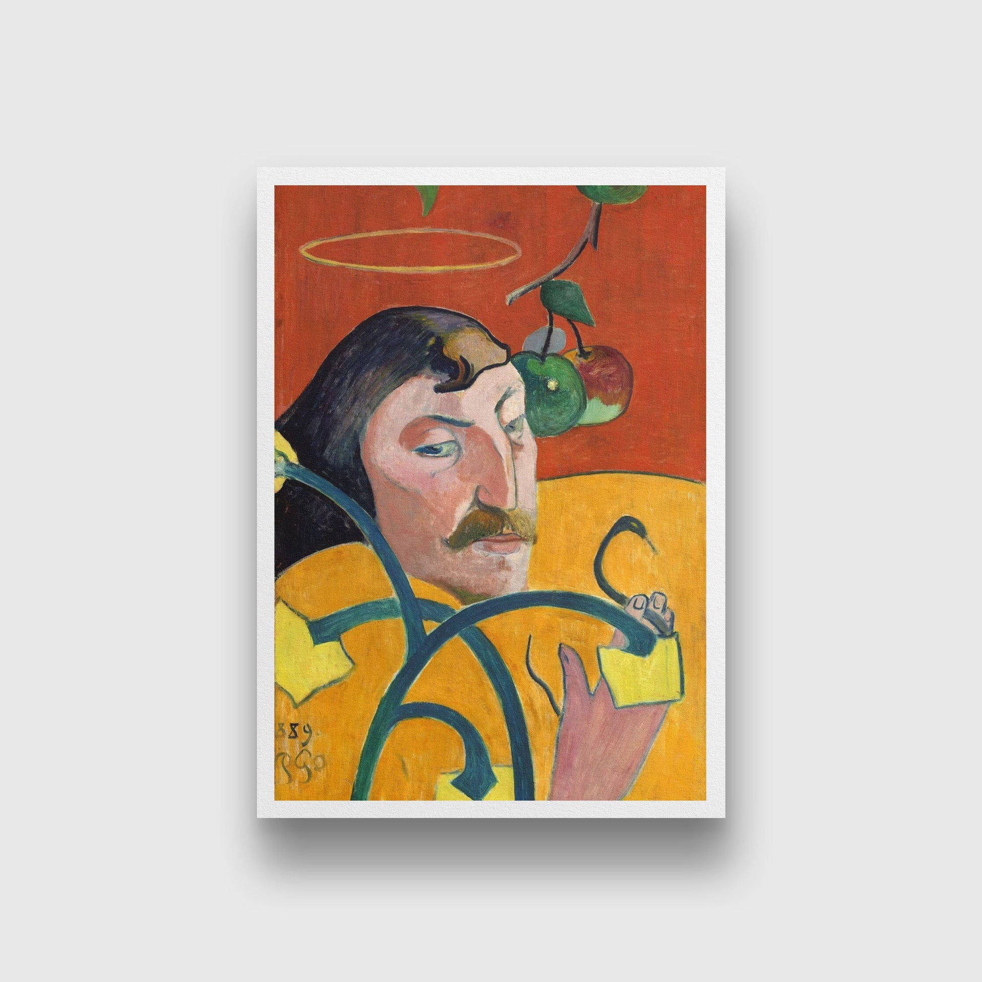 Paul Gauguin-Self Portrait with Halo and Snake Painting - Meri Deewar - MeriDeewar