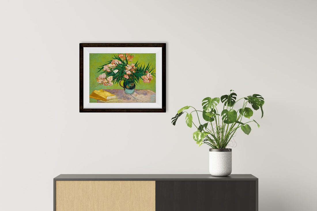 Vase With Oleanders And Books Painting By Van Gogh - Meri Deewar - MeriDeewar