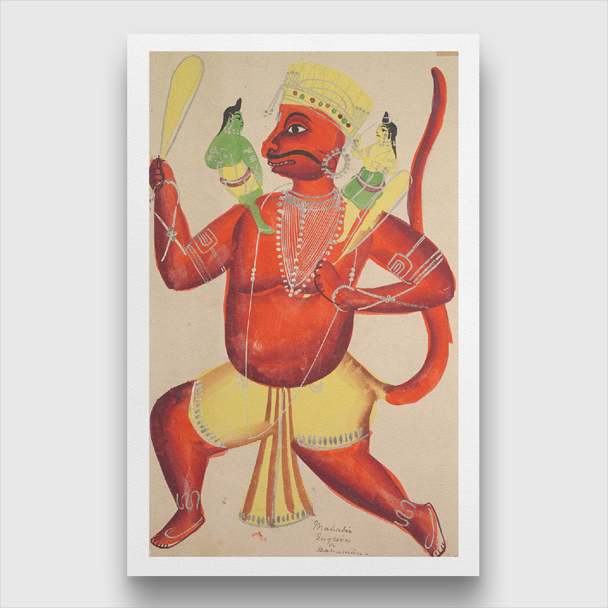 Hanuman with Rama and Lakshmana on his Shoulders Painting