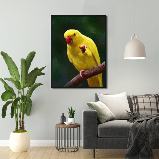 Yellow little African parrot Painting - Meri Deewar