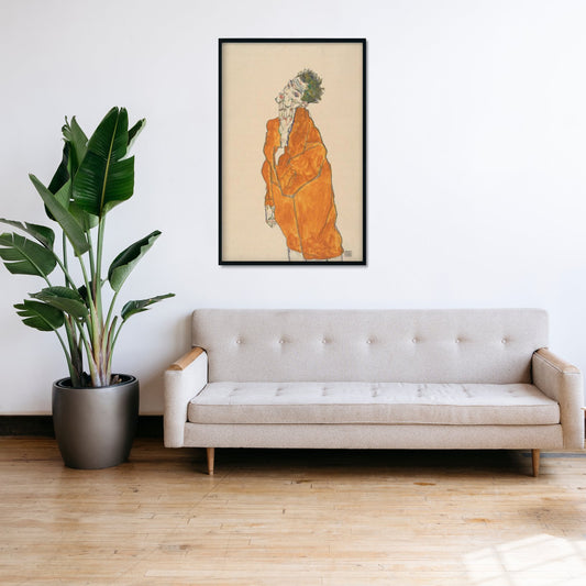 Self Portrait In Orange Cloak Painting - Meri Deewar - MeriDeewar