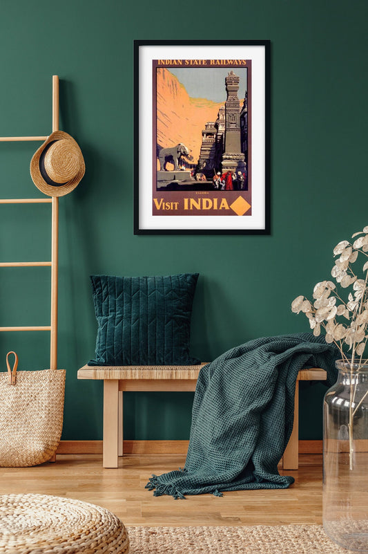 Vintage Cave Temples of Ellora Poster