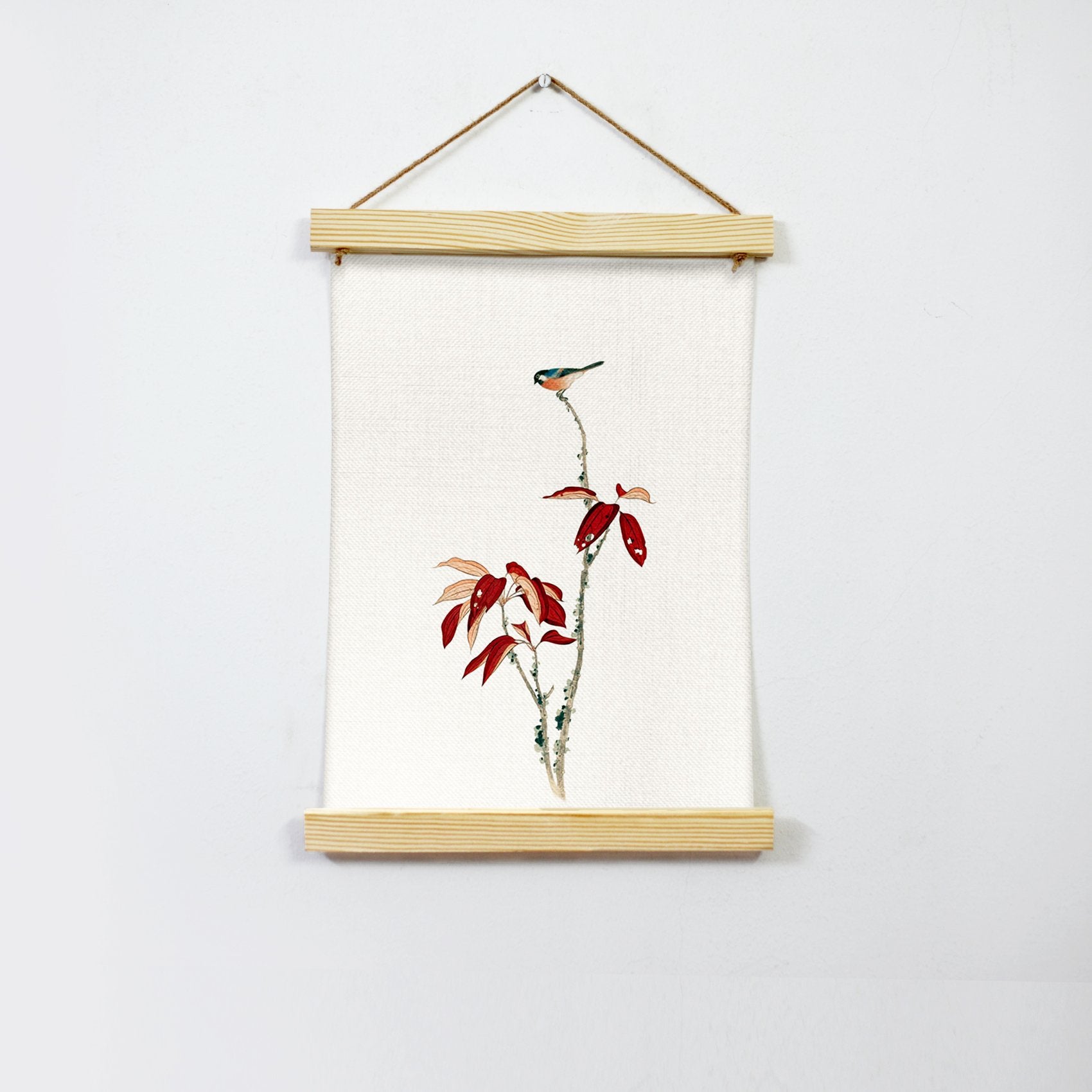 Bird and Red Tree Hanging Canvas