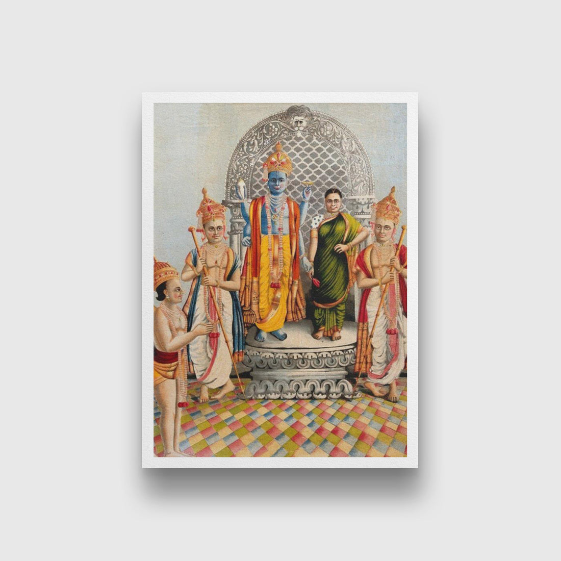 Vishnu-and-Lakshmi-attended-by-Garuda-and-two-attendants Painting - Meri Deewar - MeriDeewar