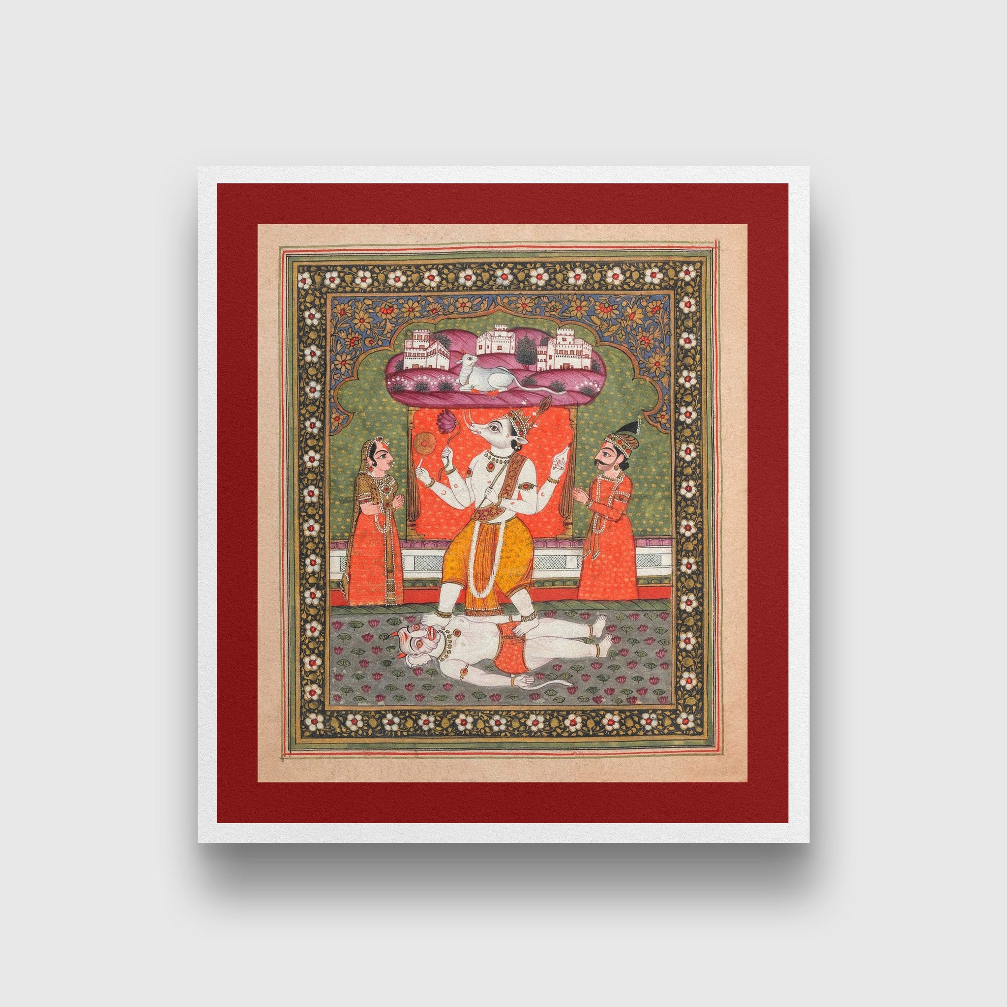 Indian Artistry Painting Vishnu Varaha Avatar Miniature  MeriDeewar - MeriDeewar