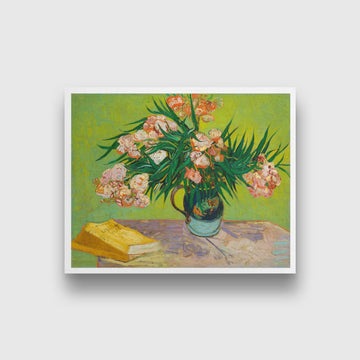 Vase With Oleanders And Books Painting By Van Gogh - Meri Deewar