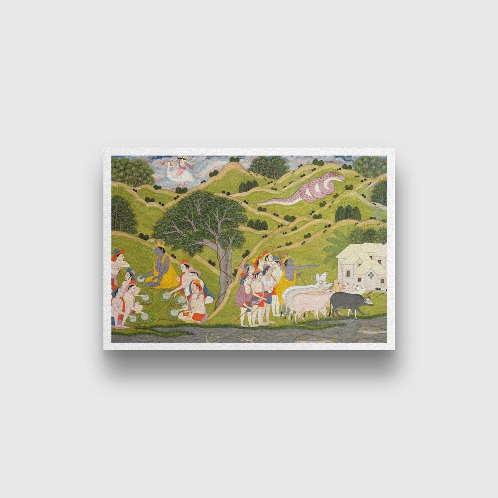 Krishna returns With The Cowherds To Braj Painting - Meri Deewar - MeriDeewar